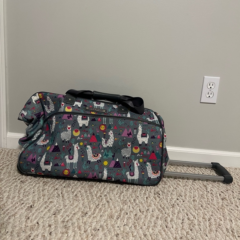 Llama Print Rolling Duffel Bag